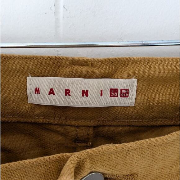 Marni Uniqlo Yellow Denim Baggy High Waist Wide Leg Logo Jeans, size 26x31 - Picture 5 of 11
